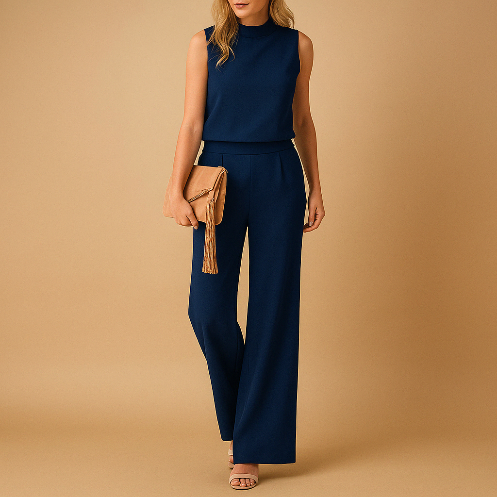 Damen Ärmelloser Jumpsuit Rundhalsausschnitt