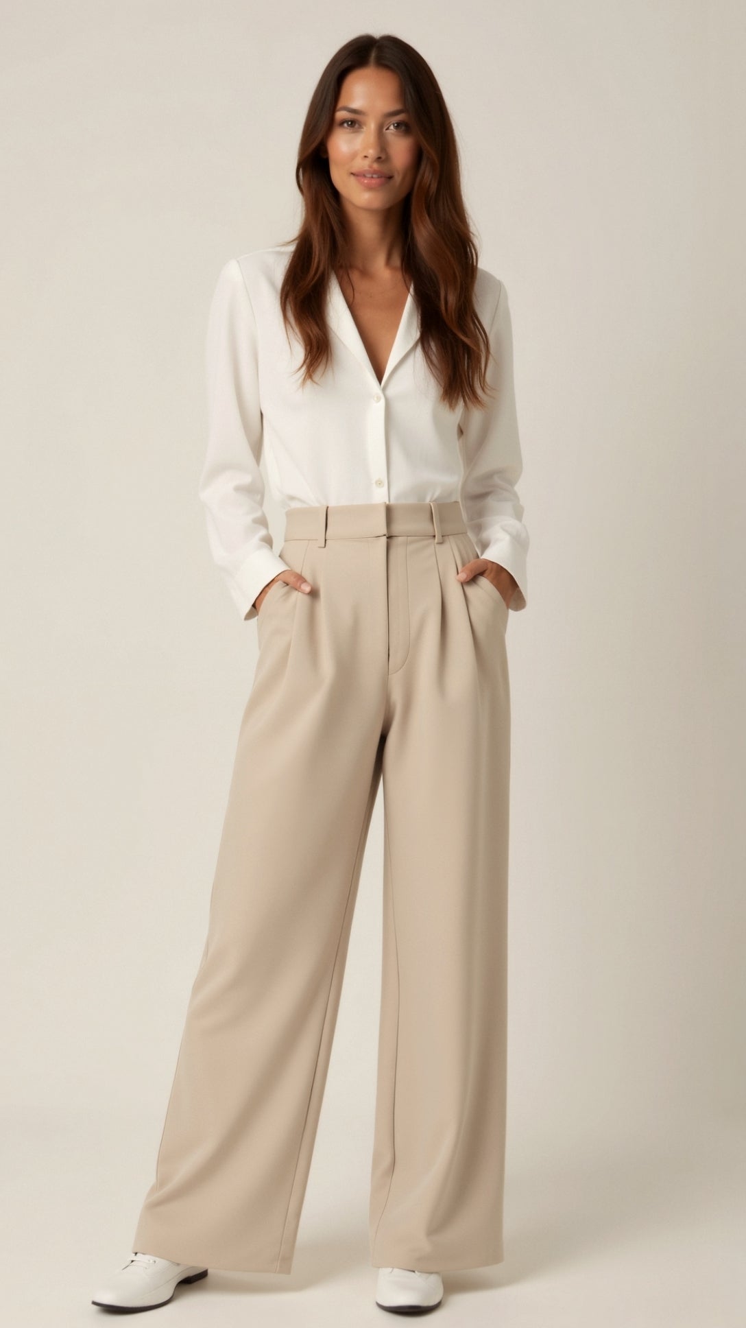 Damen Weitbeinige Hose Hohe Taille - Norvielle