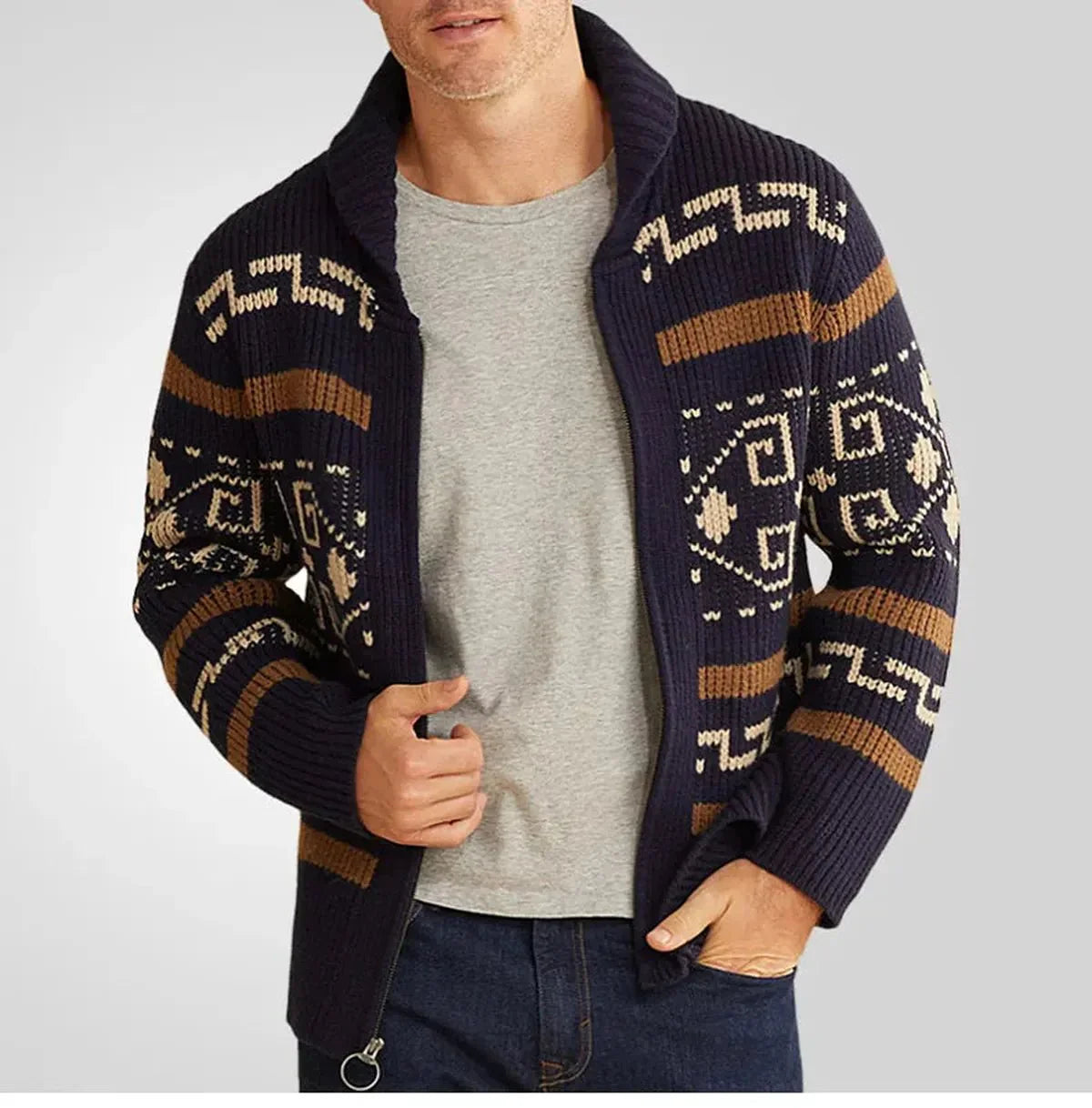 Herren Strickjacke Warm Muster