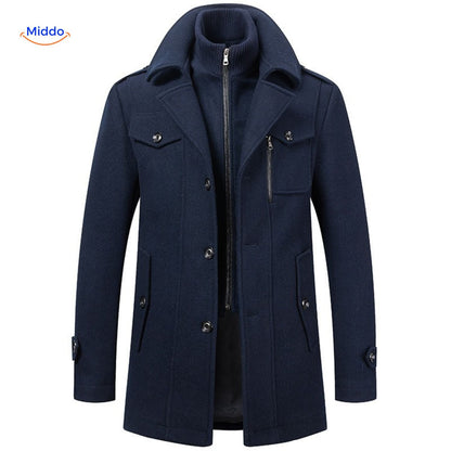 Herren Trenchcoat Doppelkragen Lang Peaky Blinders Stil Beige