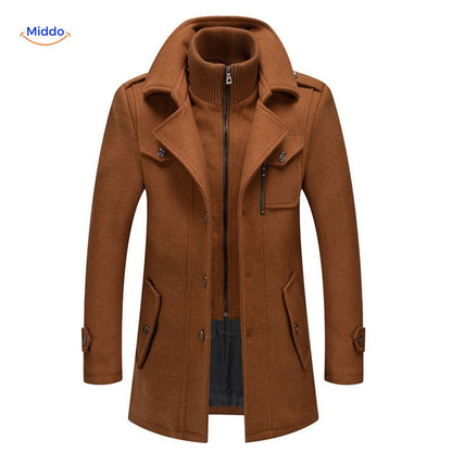 Herren Trenchcoat Doppelkragen Lang Peaky Blinders Stil Beige