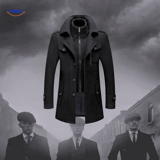 Herren Trenchcoat Doppelkragen Lang Peaky Blinders Stil Beige - Norvielle