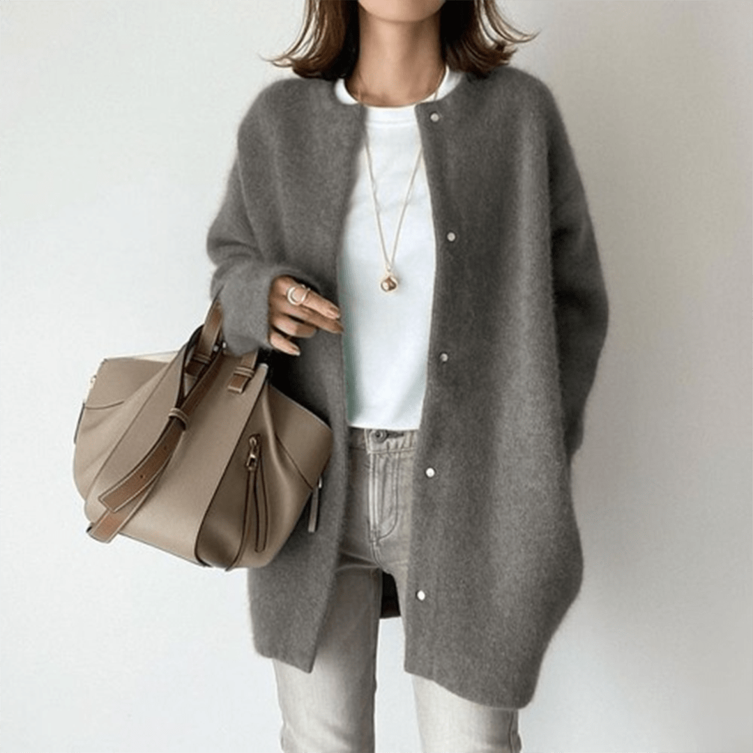 Norvielle Damen Wollcardigan Leicht Beige