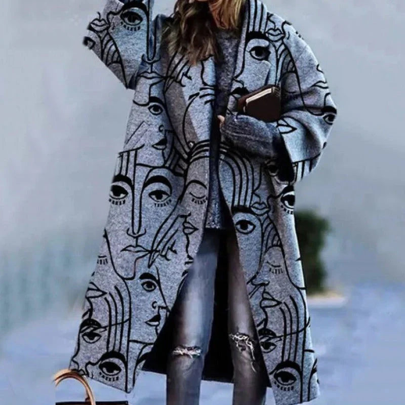 Damen Wollemantel Elegantes Knöchellanges Design Winter