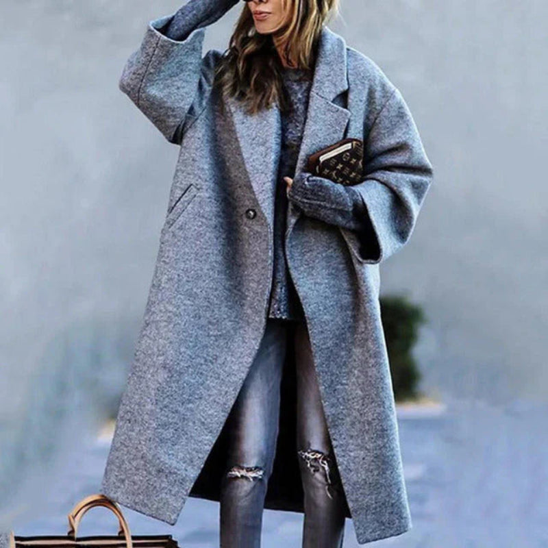 Damen Wollemantel Elegantes Knöchellanges Design Winter