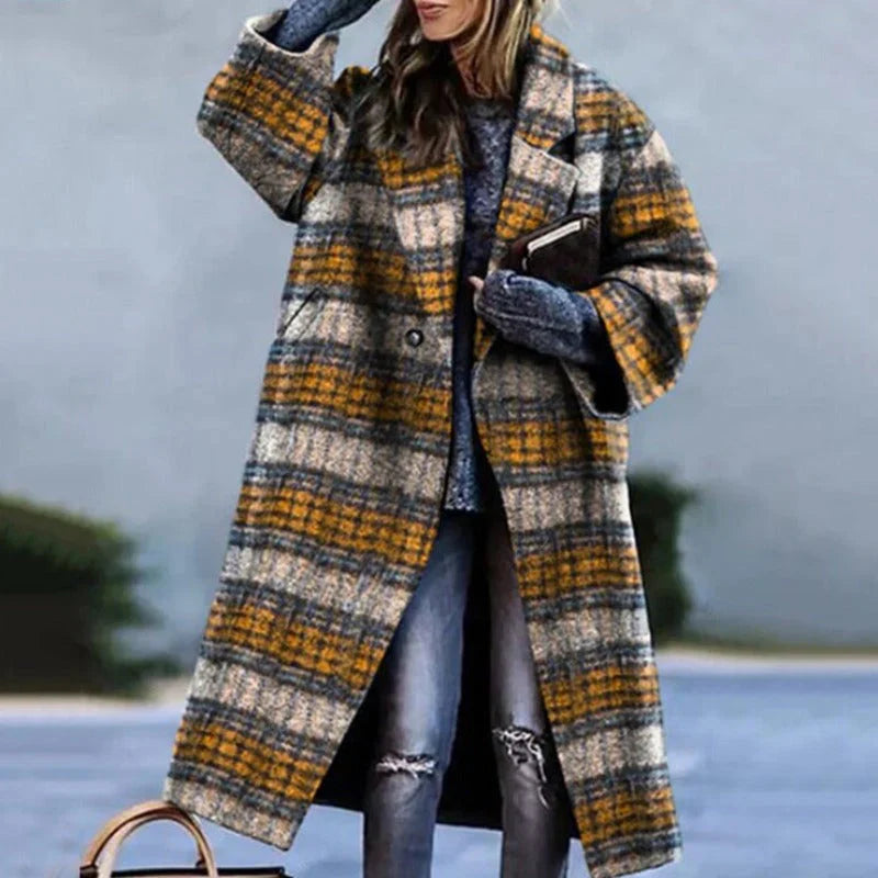 Damen Wollemantel Elegantes Knöchellanges Design Winter