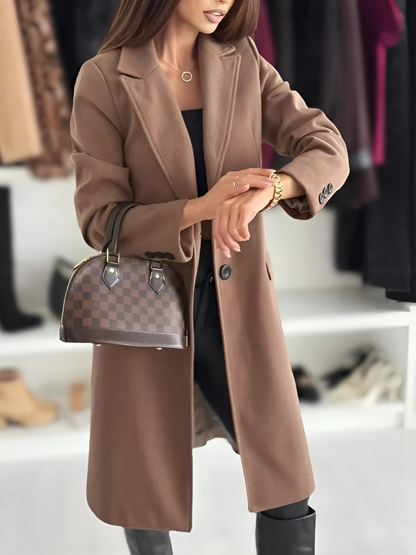 Damen Wolljacke Minimalistisch Beige Winter