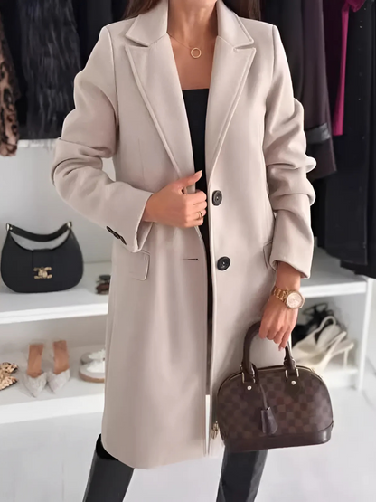 Damen Wolljacke Minimalistisch Beige Winter