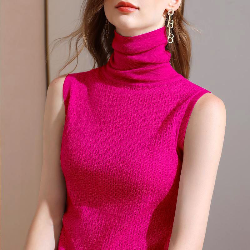 Norvielle Damen Ärmelloser Hochgeschlossener Pullover