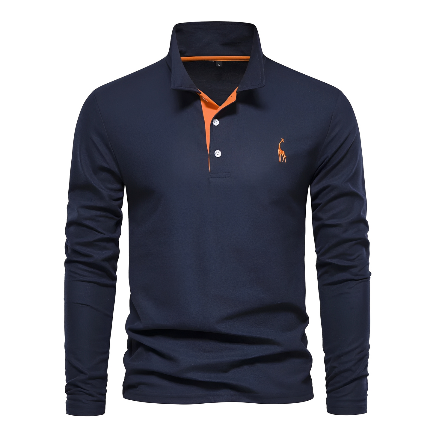 Herren Langarm-Polo-Shirt aus Baumwolle Weiß