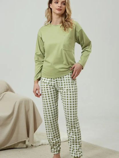 Weiche Damen Pyjamaset Baumwolle Pastell Rosa - Norvielle