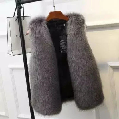 Damen Pelzweste Warm WinterDaunenweste Schwarz - Norvielle
