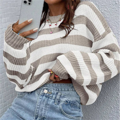 Damen Herbstpullover Gestreift Perfekter Schnitt - Norvielle