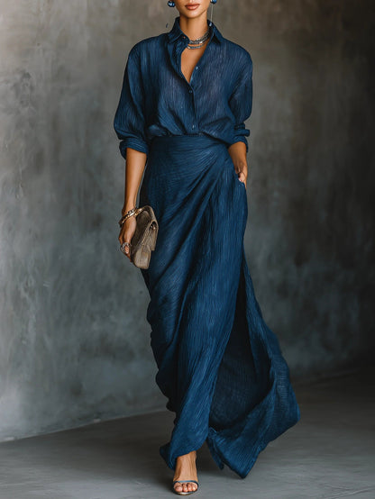 Damen Elegantes Hemd- und Langrock-Set - Norvielle
