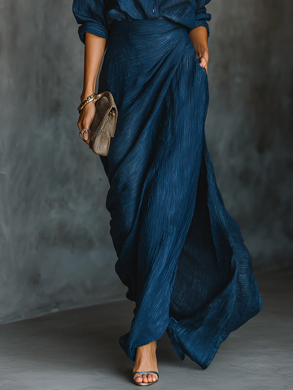 Damen Elegantes Hemd- und Langrock-Set