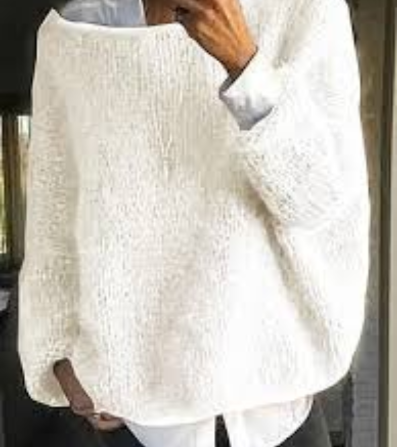 Damen Oversize Strickpullover Lang