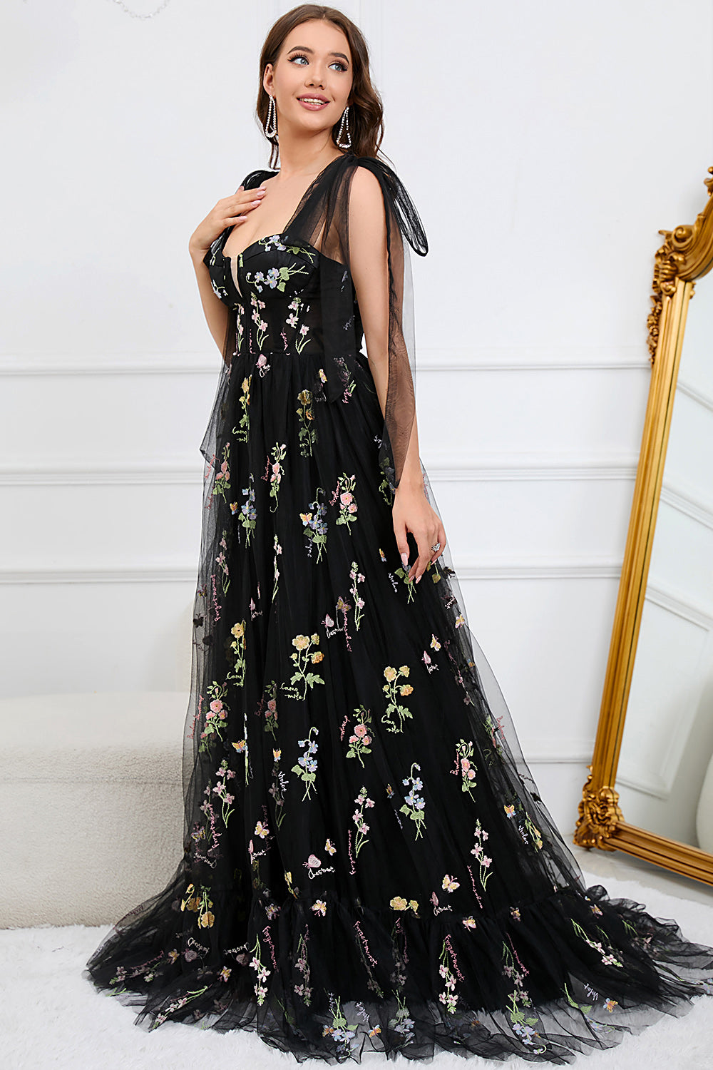 Damen Maxi Kleid Blumenmuster Elegantes Design