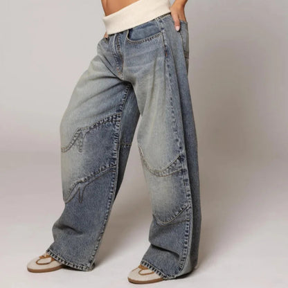 Damen Vintage Baggy Jeans Hose