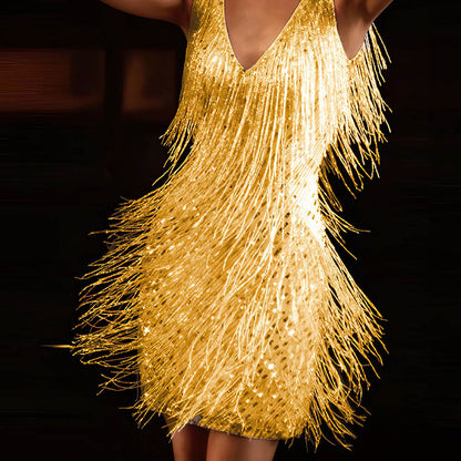 Damen Wickelkleid V-Ausschnitt Mittellang