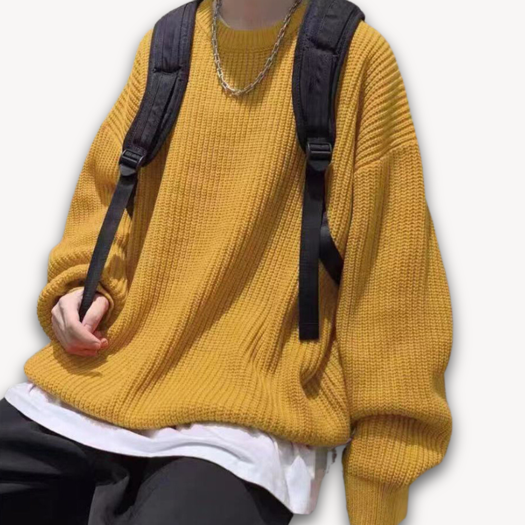Damen Strickpullover Oversized Rundhalsausschnitt