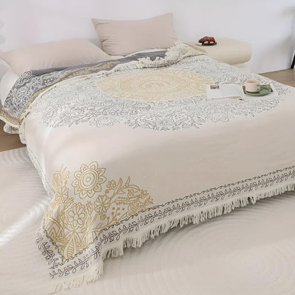 Scandi Chic Damen Baumwolldecke Weich Beige - Norvielle