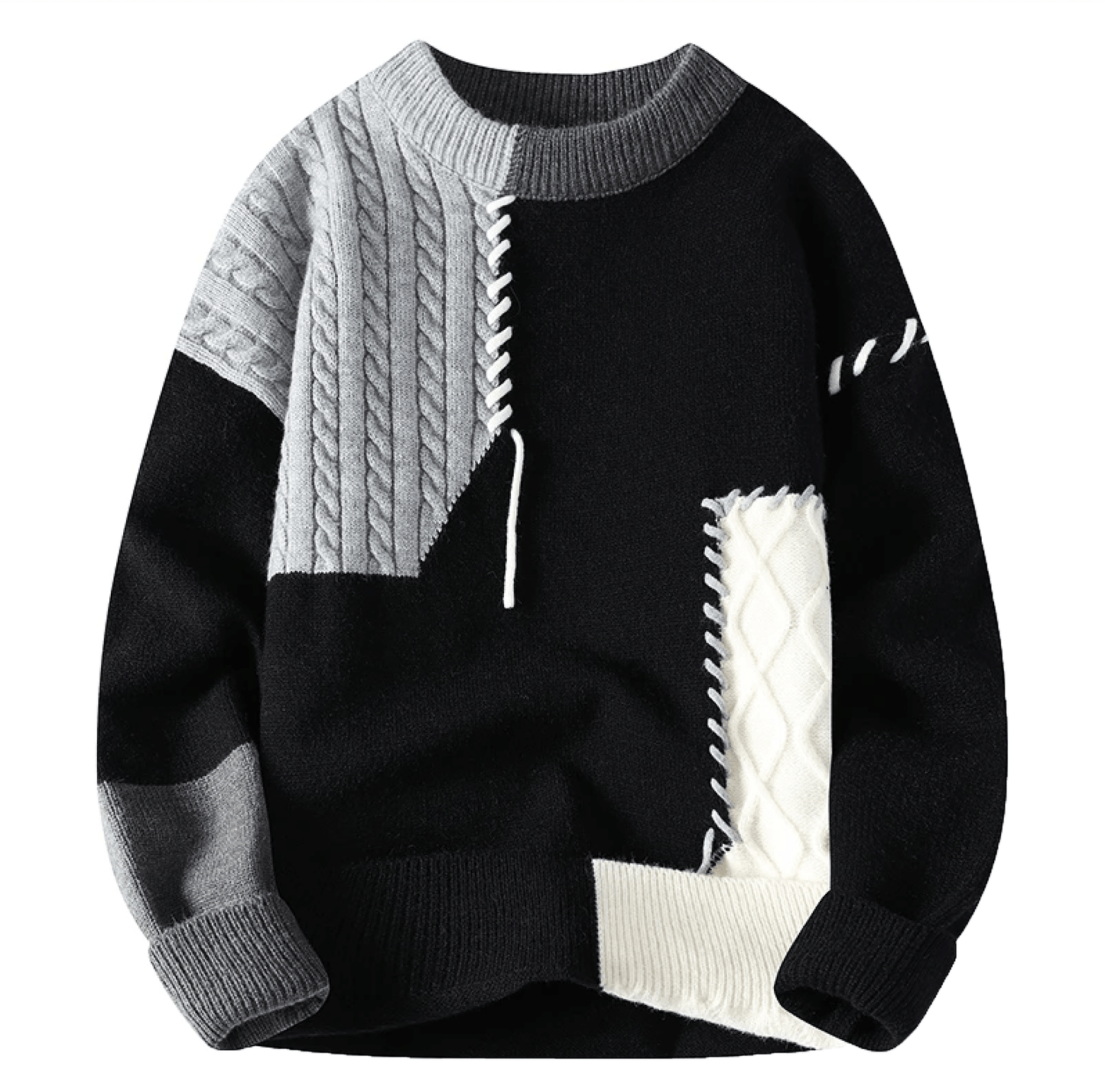 Herren Pullover Patch-Design Trendig Grau