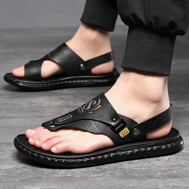 Männer Sandalen Bequeme Freizeitschuhe Leder Braun - Norvielle