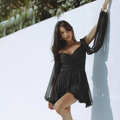 Damen Minikleid Langärmlig Sommerlich