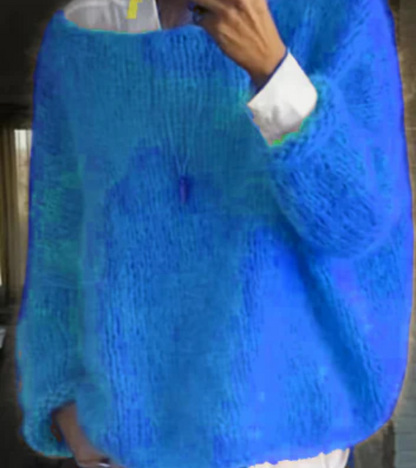 Damen Oversize Strickpullover Lang
