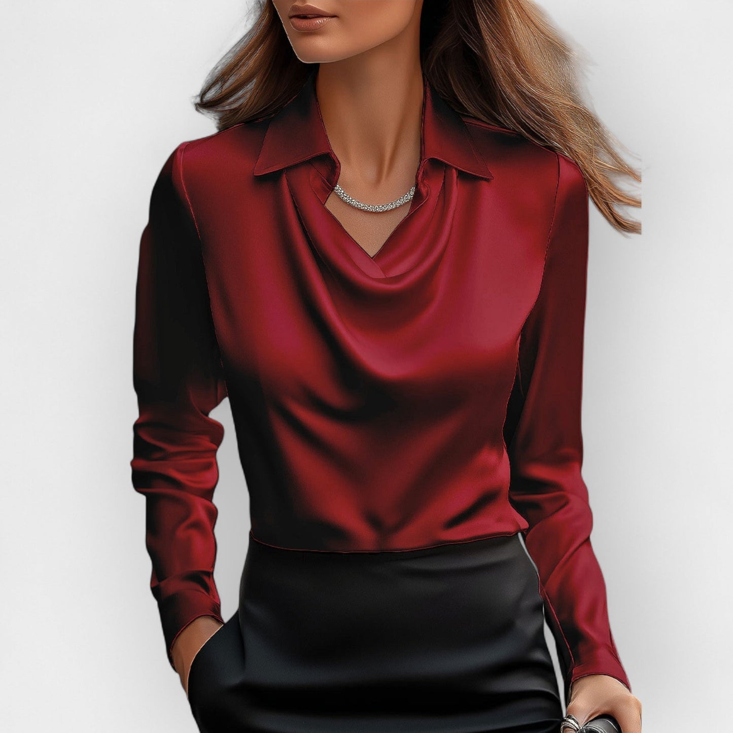 Damen Satin Bluse Glitzer Elegant