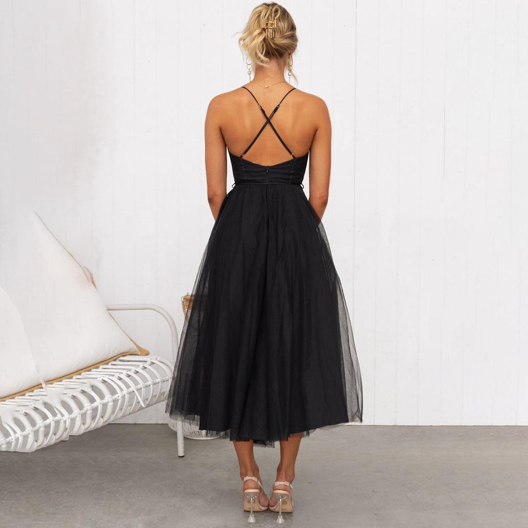 Norvielle Damen Midi Kleid Elegantes Partykleid