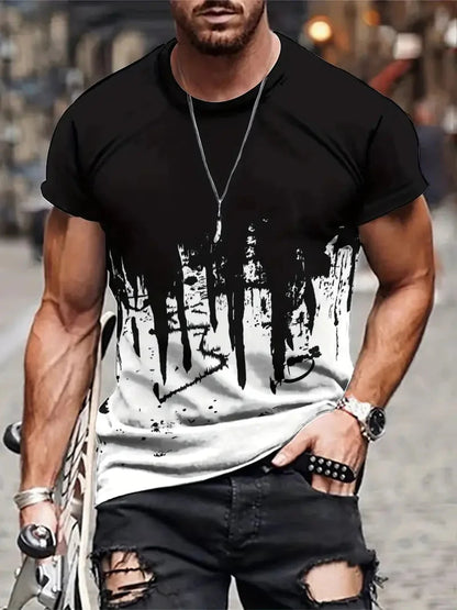 Herren T-Shirt Casual Splash Print Baumwolle Weiß - Norvielle