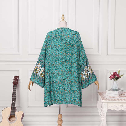 Norvielle Damen Boho Kimono Mittellang Bunt