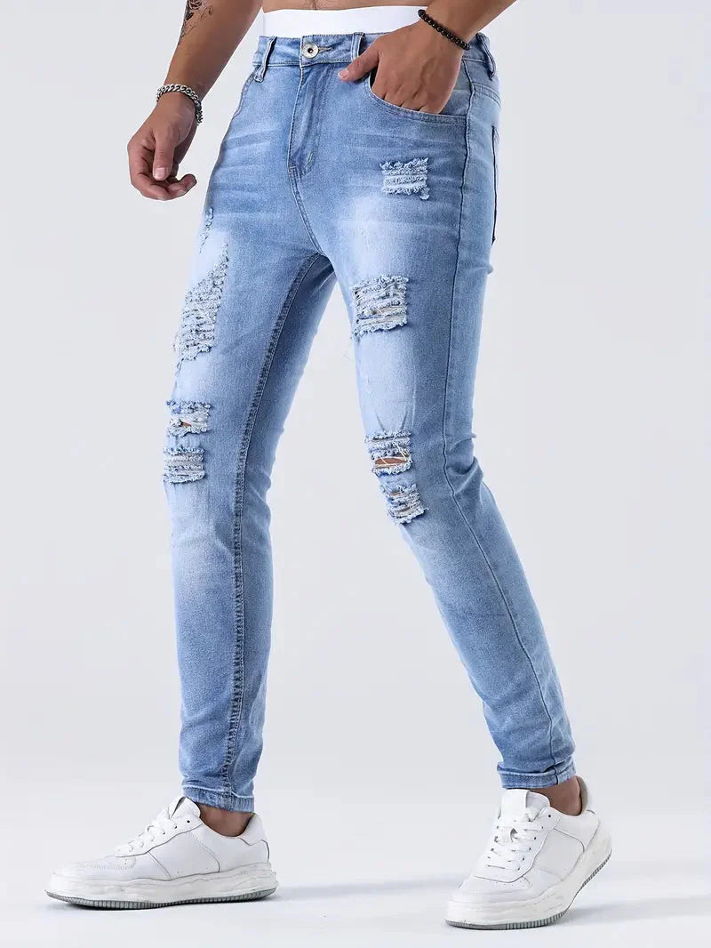 Männer Slim Fit Zerrissene Jeans - Norvielle