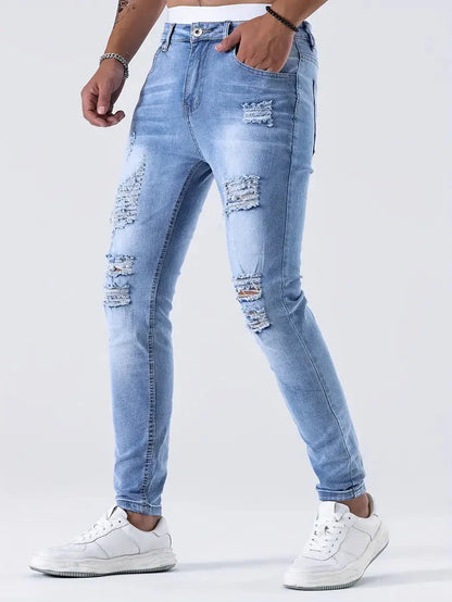 Männer Slim Fit Zerrissene Jeans - Norvielle