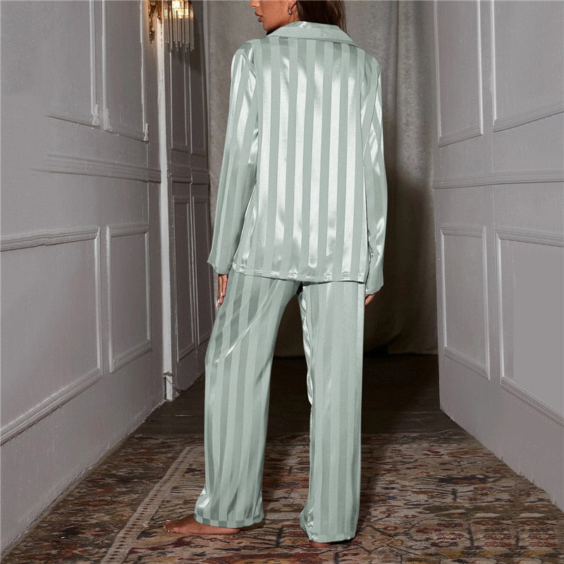 Livéra Damen Pyjama-Set Satin Elegantes Nachtwäsche