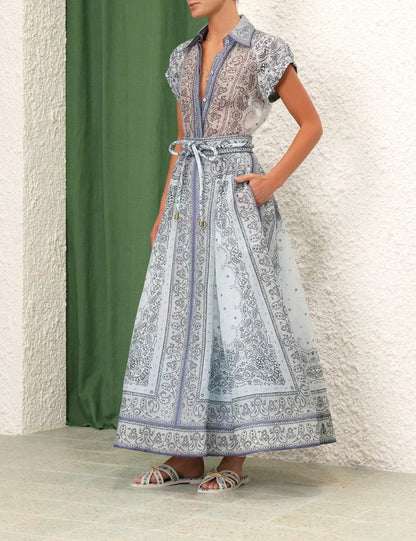 Damen Zweiteiler Paisley Bluse Maxi Rock Elegant
