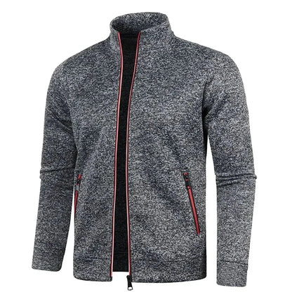Zip Cardigan | Langarm | Atmungsaktiv | Reißverschlussjacke | Herrenbekleidung-Dunkelgrau-S-Chaps Herrenmode
