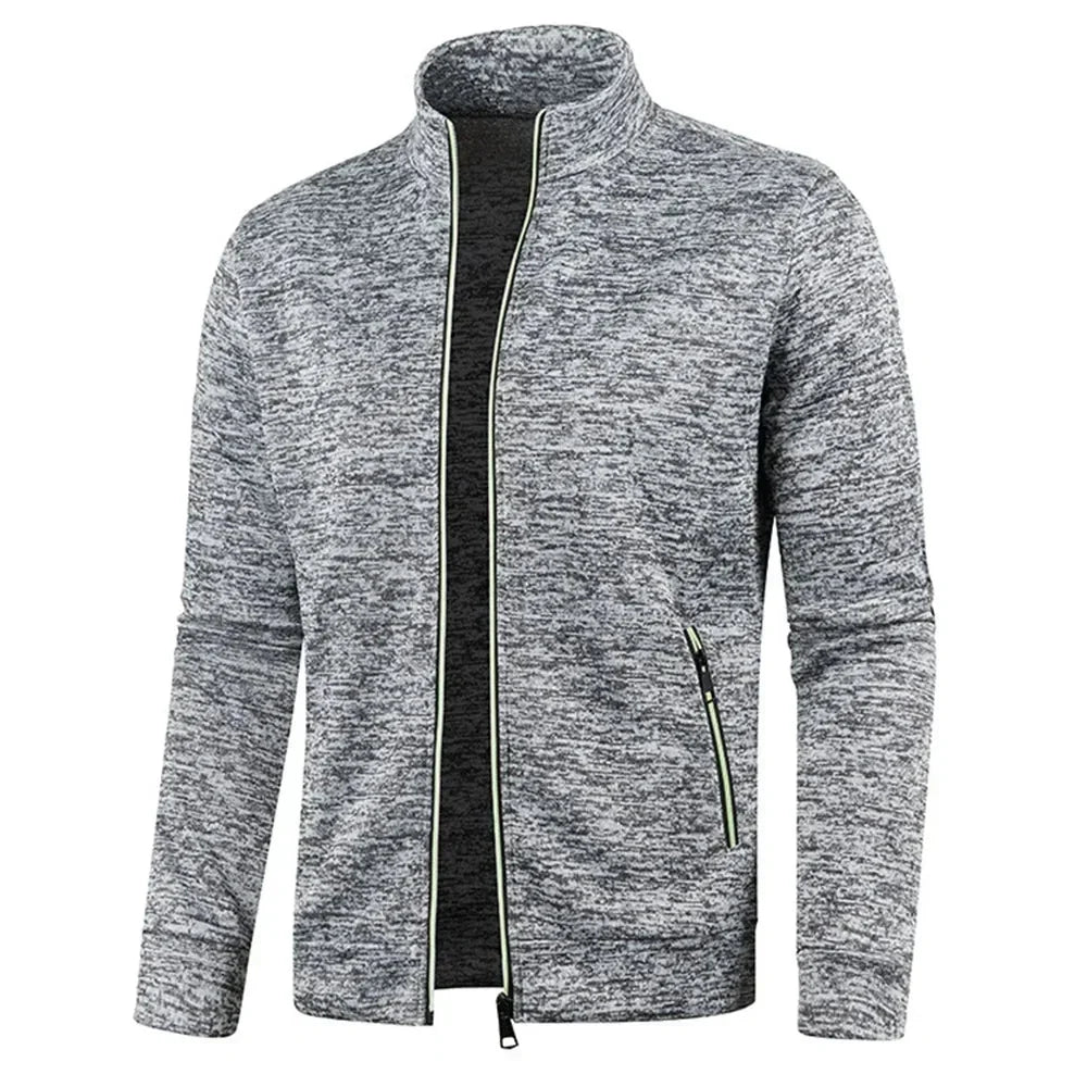 Zip Cardigan | Langarm | Atmungsaktiv | Reißverschlussjacke | Herrenbekleidung-Hellgrau-S-Chaps Herrenmode