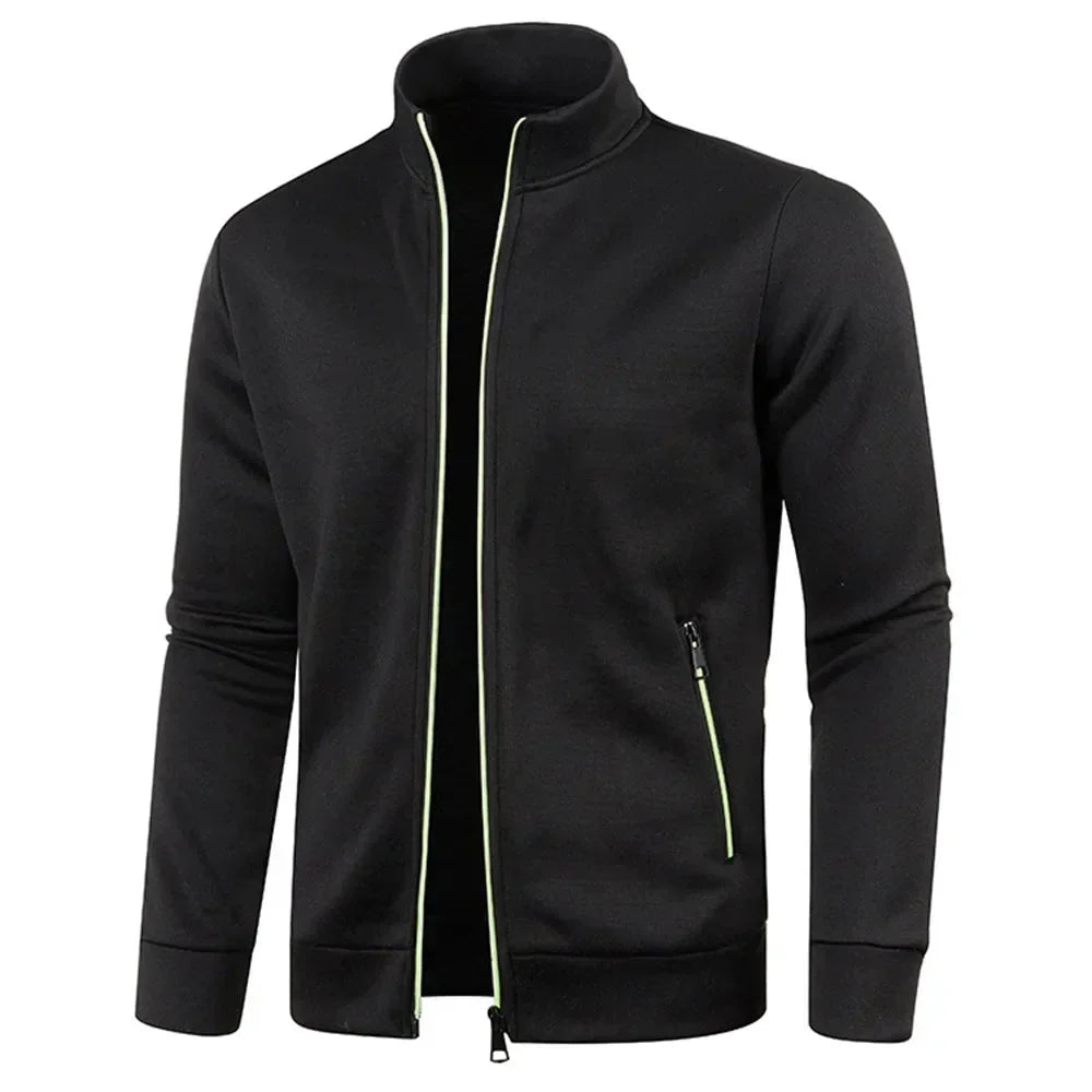 Herren Langarmcardigan Atmungsaktiv Reißverschluss Schwarz - Norvielle