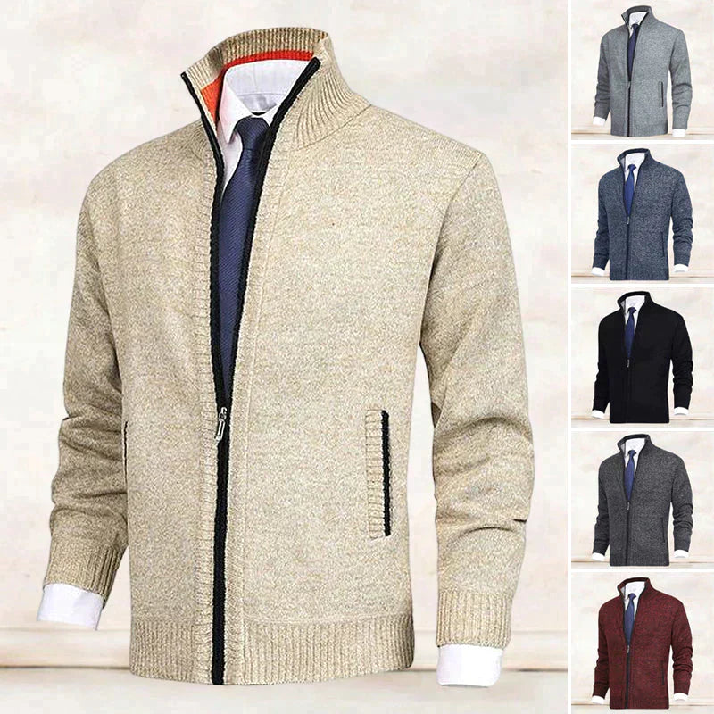 Herren Strickjacke Warm aus Wolle für Winter Schwarz - Norvielle
