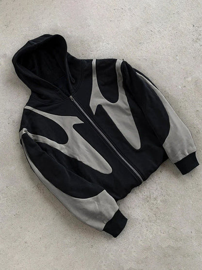 Zip-Up Hoodie - Lässiger zweifarbiger Kapuzenpulli für Männer mit durchgehendem Reißverschluss-Chaps Herrenmode