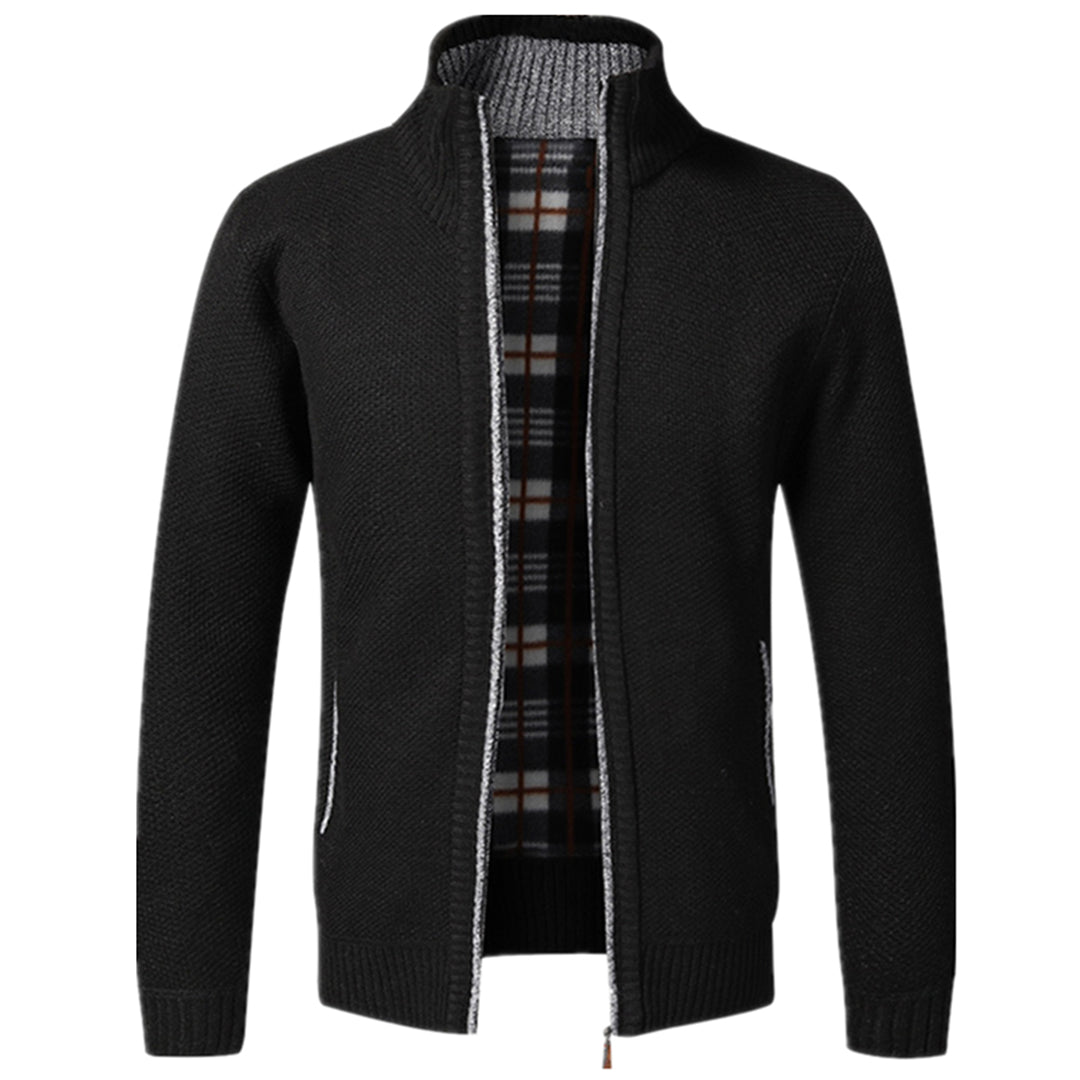 Herren Strickjacke Langarm Vollreißverschluss Schwarz - Norvielle