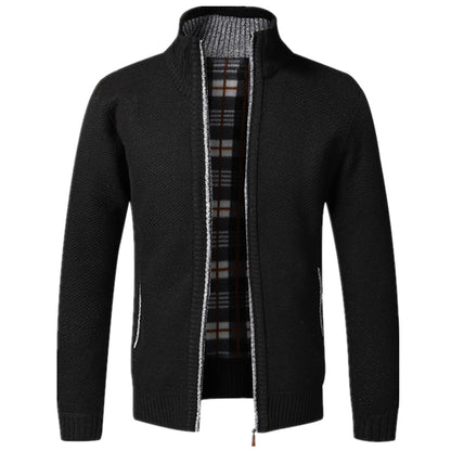 Herren Strickjacke Langarm Vollreißverschluss Schwarz - Norvielle