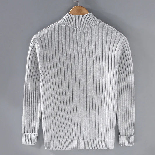 Herren Zip-Up Cardigan Voller Reißverschluss Gerippte Bündchen - Norvielle