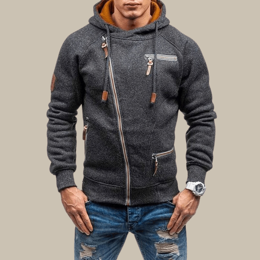 Herren Kapuzenjacke Warm mit Kordelzug Schwarz - Norvielle