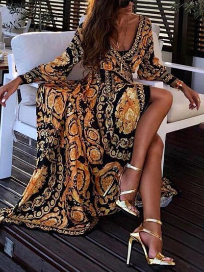 Norvielle Damen Boho-Kleid mit Schlitz