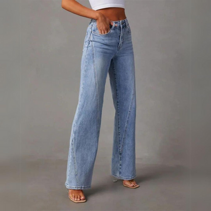 Weite Damenjeans Hohe Taille Vintage-Stil Denim