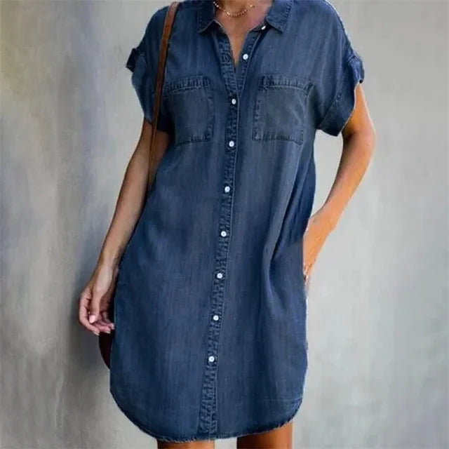 Norvielle Damen Denim Kleid Sommerblume