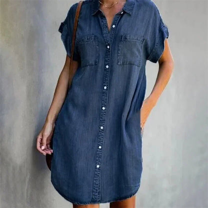 Norvielle Damen Denim Kleid Sommerblume